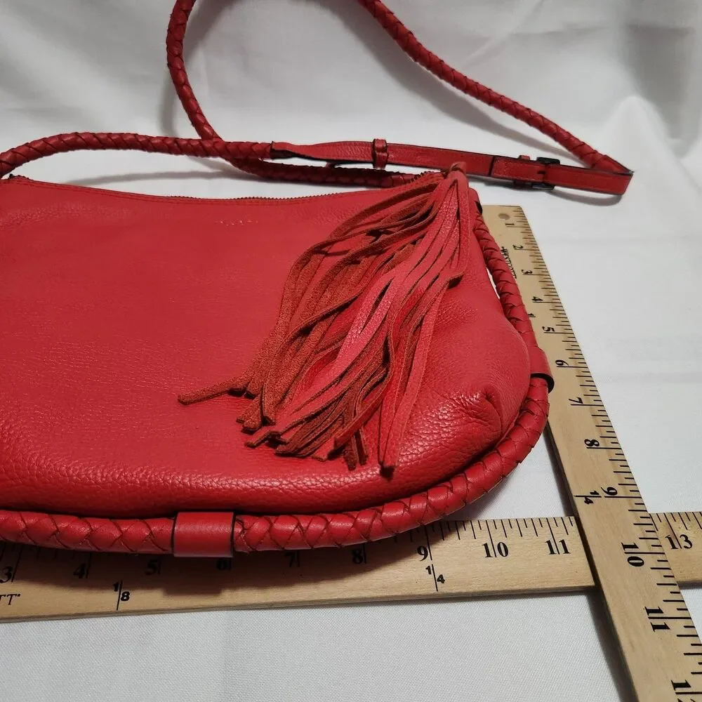 TAHARI ALS Leather Shoulder Bag Hobo With Tassel - Picture 11 of 13